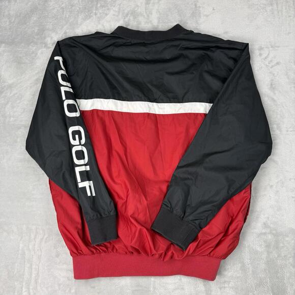 Polo Golf Ralph Lauren Windbreaker Pullover Red Black Men Size S Mesh Lined Prep - Picture 2 of 9